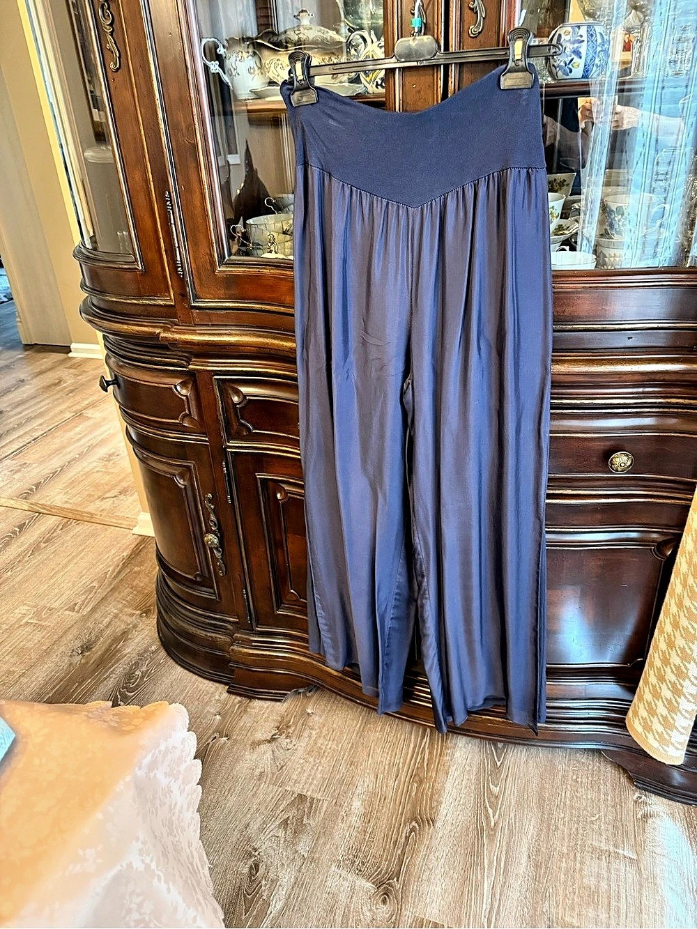 Scandal Wide-Leg SILK Pants in Blue Like New Made in ITALY